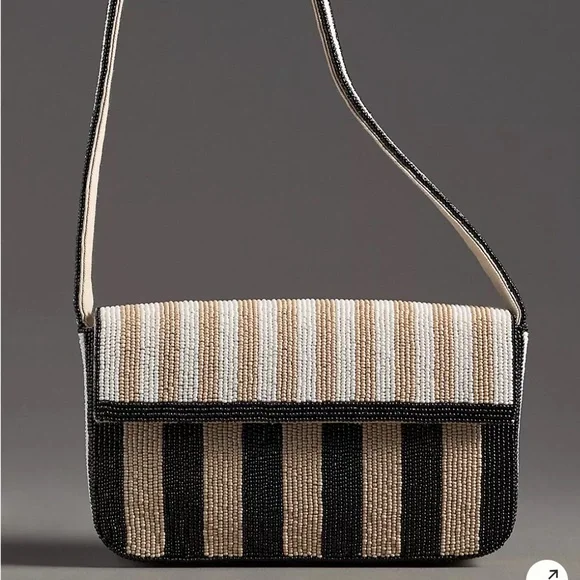 Anthropologie Fiona beaded bag- Neutral Stripe - Picture 9 of 12